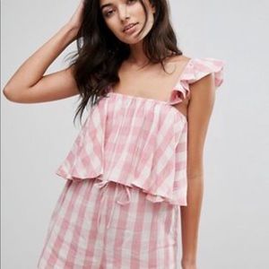 NWT ASOS Gingham with frill detail crop top